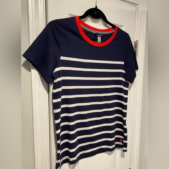NWT Joules Size 4 Navy Blue Nautical Stripe Red Crew Neck Short Sleeve Tee Shirt - Picture 3 of 12